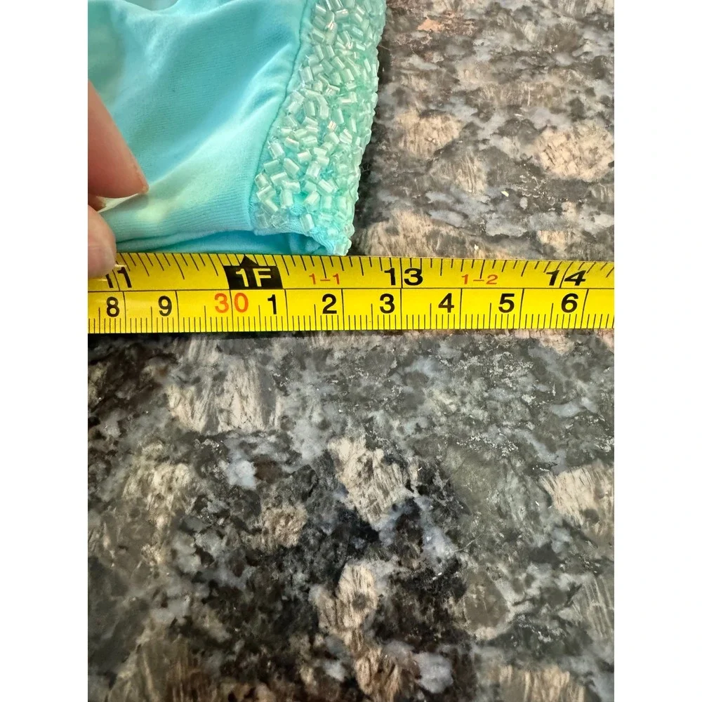 Oceanus‎ Mias Marina Beaded Starfish Bikini Top Aqua Blue BK028 Medium NWT